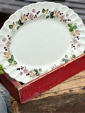 Vintage Myott Hedgerow Oval Serving Platter Staffordshire England 12 inch